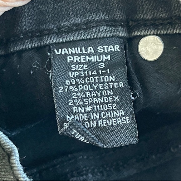 VANILLA STAR | Black High Waisted Rolled Cuff Denim Jean Shorts Sz 3 - Picture 4 of 4